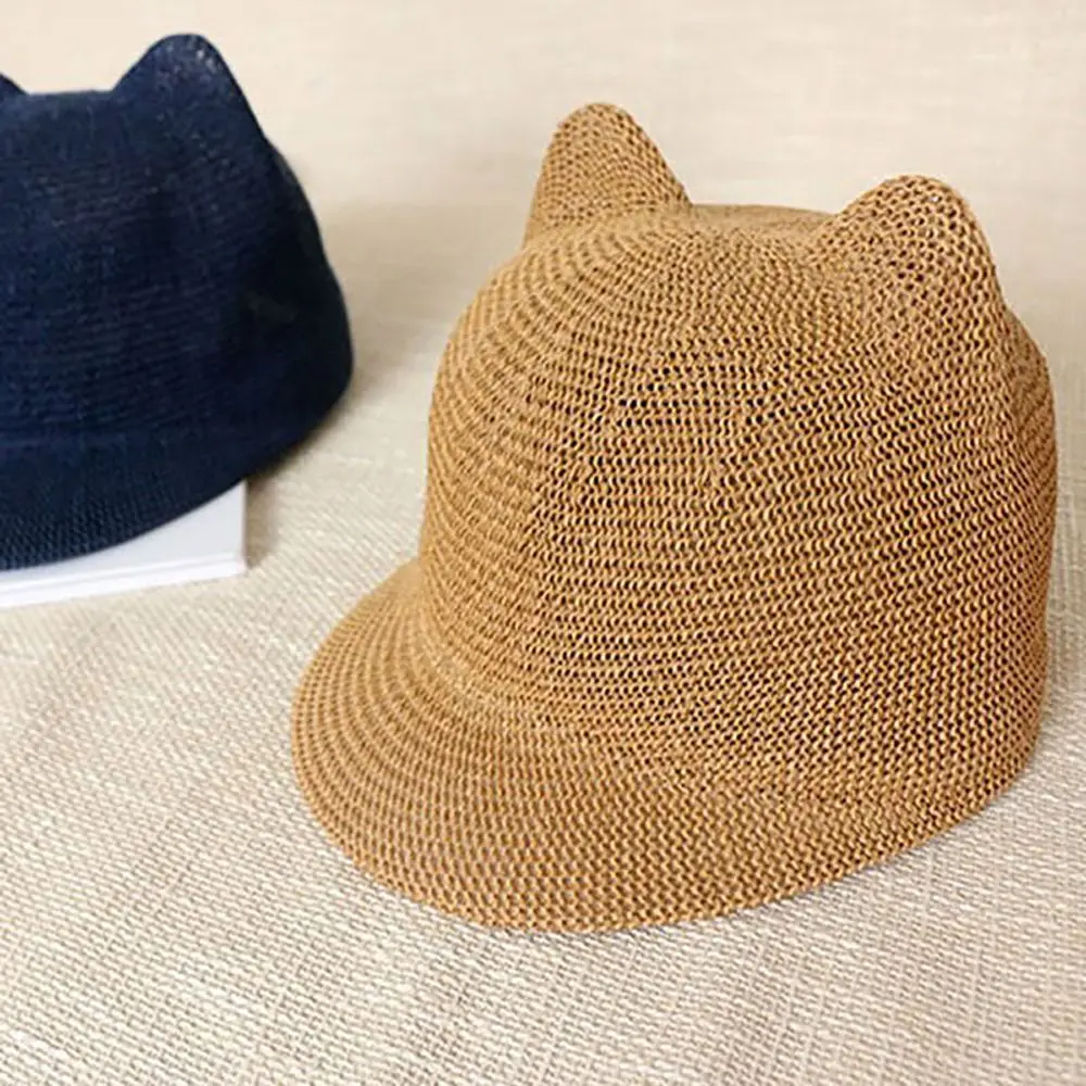 Soft Cute Boys Girls Kids Hat Outdoor Children Summer Sun Hat Snapback Hats Baby Hat With Ears Straw Cap