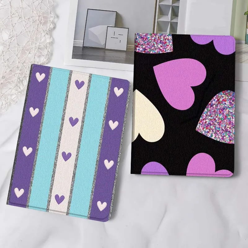 

Cartoon Heart Stripe Pattern Tablet Case For Apple iPad Air Pro mini 1 2 3 4 5 6 7 8 9 11 M2 M3 M5 M4 5th 6th 7th 10th 11th Gift