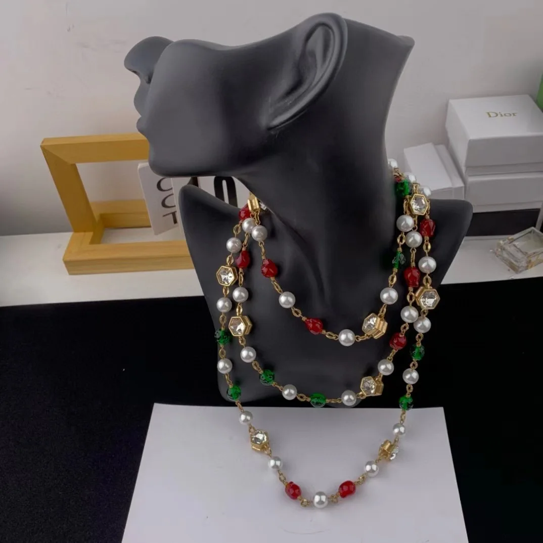 Fashionable temperament Glass pearl lengthening necklace for women's Girl party gift  Jewelry wholesale