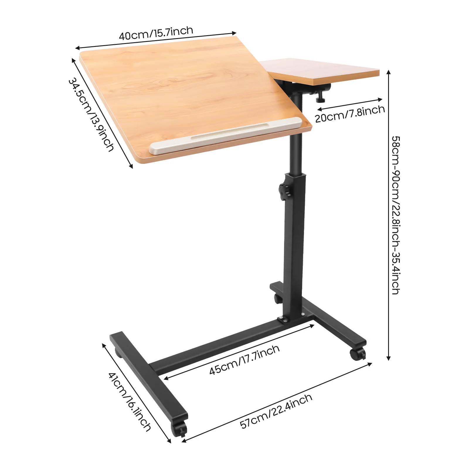 Table d'ordinateur portable ergonomique et portable, bureau mobile pour ordinateur, bureaux de télétravail à hauteur réglable, poste de travail assis-debout avec plateau inclinable, 360° °   Surface rotative, base en forme de H, panneau MDF, pour bureau, travail, chambre, salon