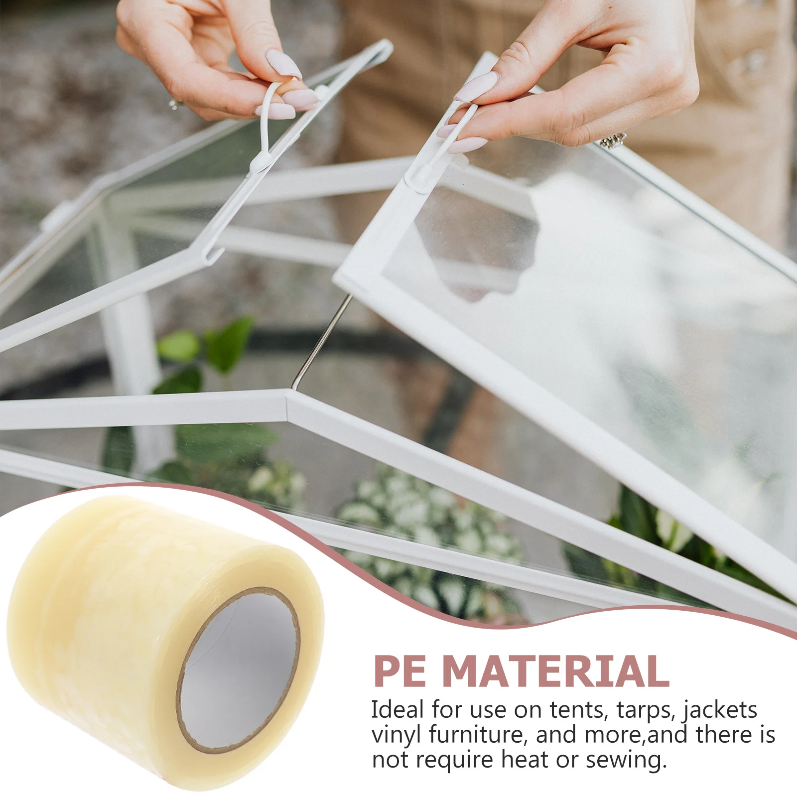 Cinta de Reparación para Invernaderos, Impermeable, Resistente a los Rayos UV, Parche de Sellado Duradero para Tiendas de Campaña, Lonas, Chaquetas, Muebles de Vinilo, Plástico para Invernaderos