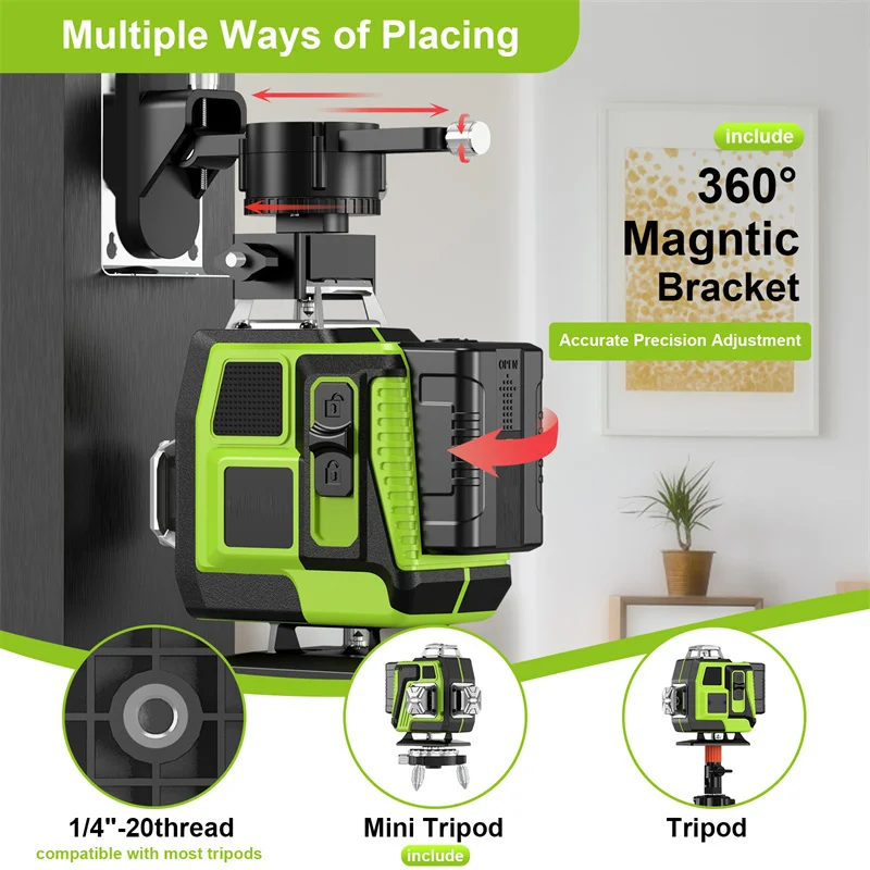 

16 Lines 4D Green Line 360 Laser Level Self Leveling Horizontal And Vertical Super Powerful Green Beam Laser Level Measure Tools