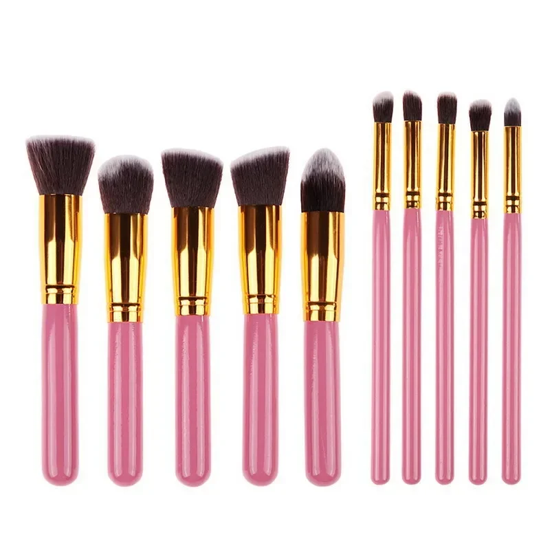 10 pçs conjuntos de pincéis de maquiagem de luxo fundação pó blush sombra corretivo lábio escova de olho cosméticos maquiagem ferramentas de beleza