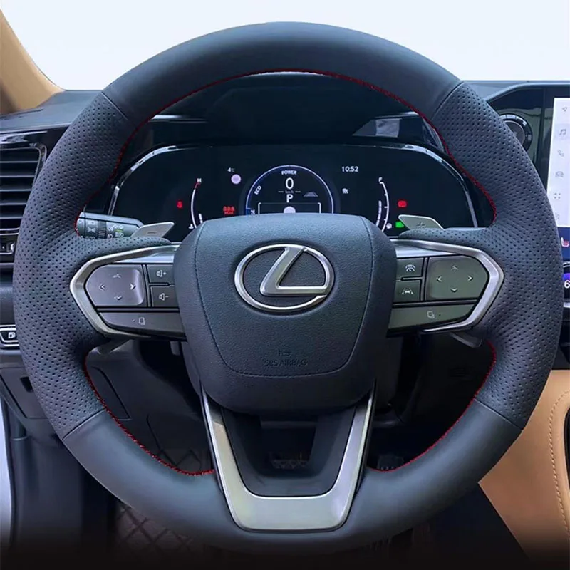 

Hand-stitched black genuine Leather Steering Wheel Cover For Lexus NX 250 NX260 NX350 NX350h NX450h+ 2022 2023 Car Accessories