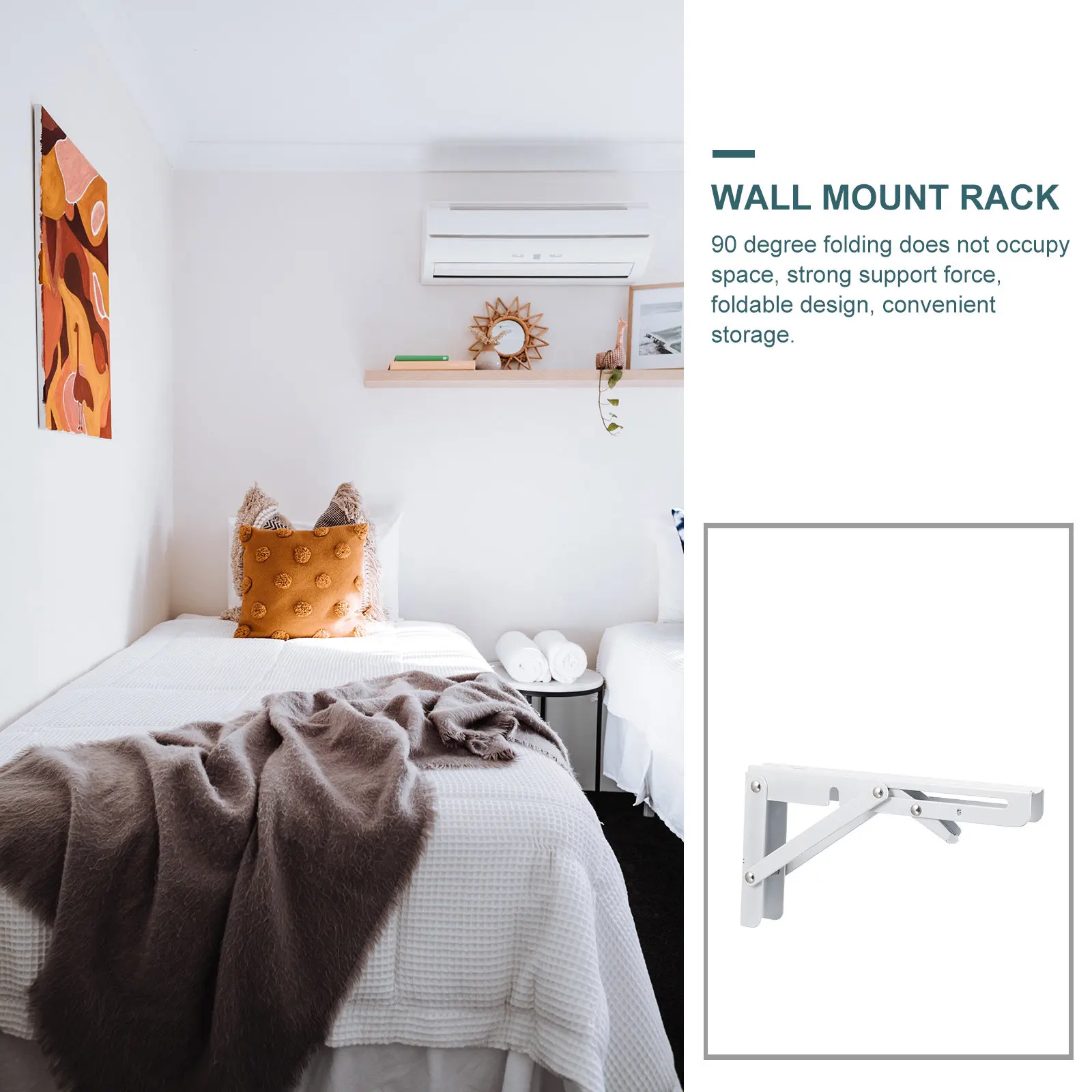 Folding shelf bracket for home owners to save space with 10 inch white stainless steel 2 pack