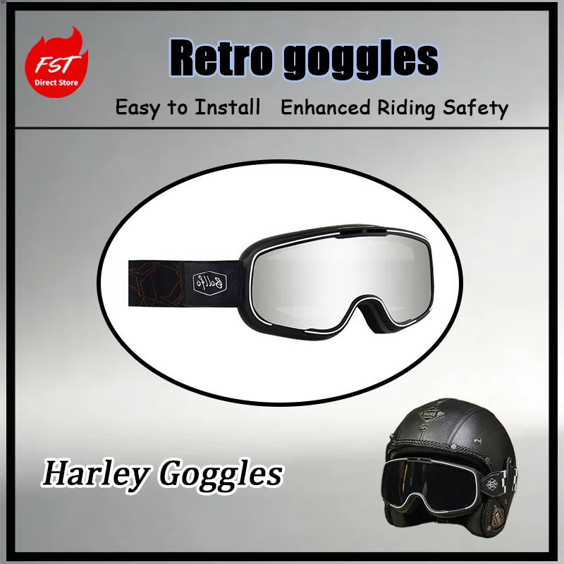 

FOR Retro Harley Myopia Slot Design Goggles with Anti-Fog Coating All-Weather Outdoor Riding Eye Shield