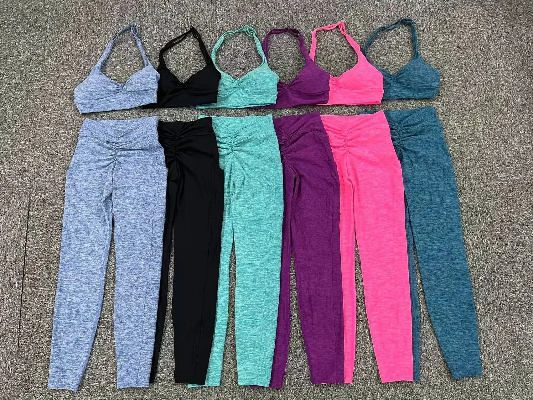 Sexy Backless Scrunch Sport Set with Pocket Sportswear Women Gym Outfit Training Suit for Fitness Female Yoga Workout Clothing