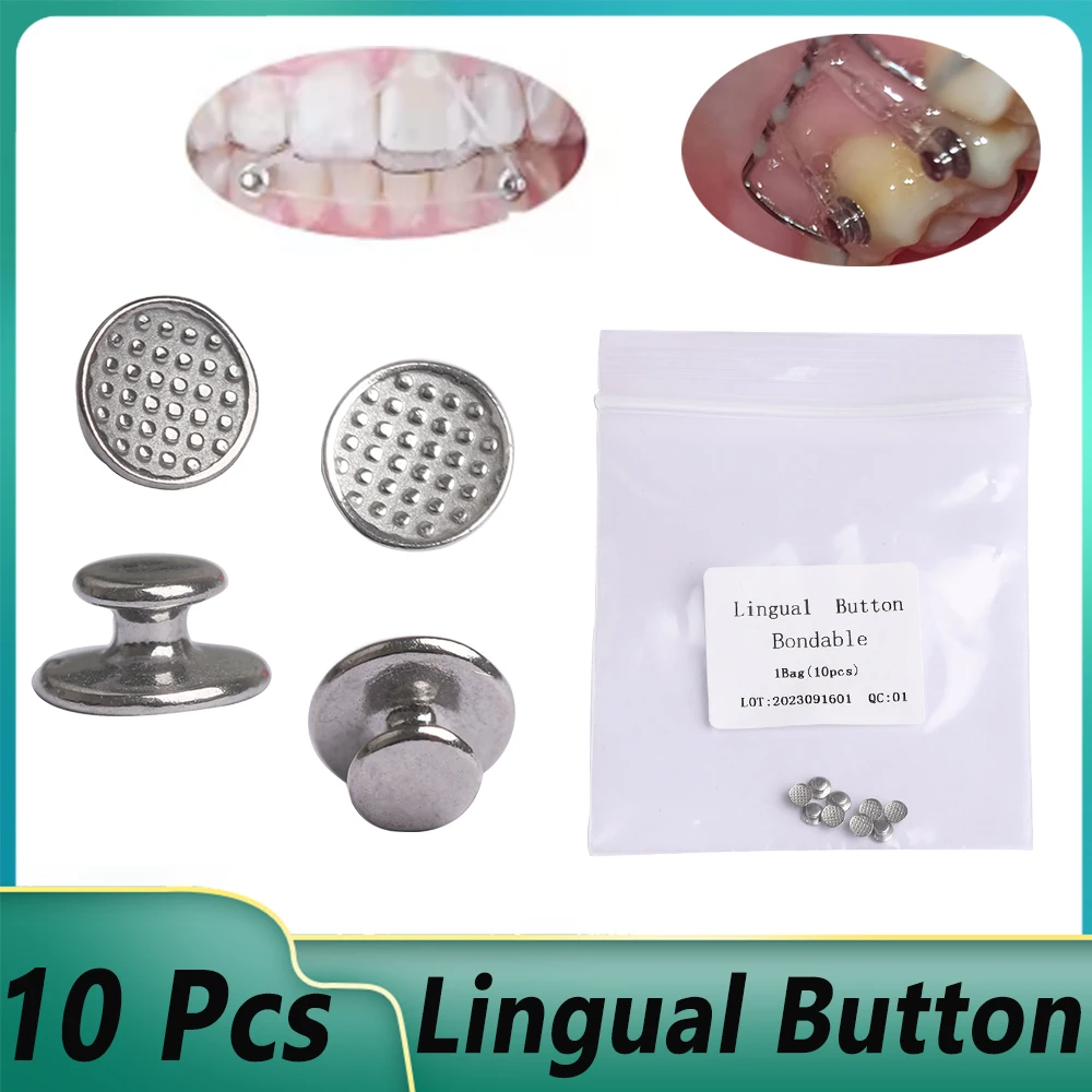 

10pcs/Pack Dental Orthodontic Lingual Button Bottom Bondable Metal Tongue Side Buckle Dentistry Materials