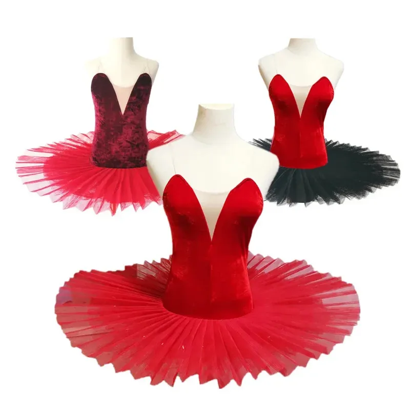 تنورة باليه توتو أسود أبيض مخملي بلايز للأطفال الكبار أزياء مسرحية الرقص الإناث القرص بحيرة البجع فستان سم؛ 5