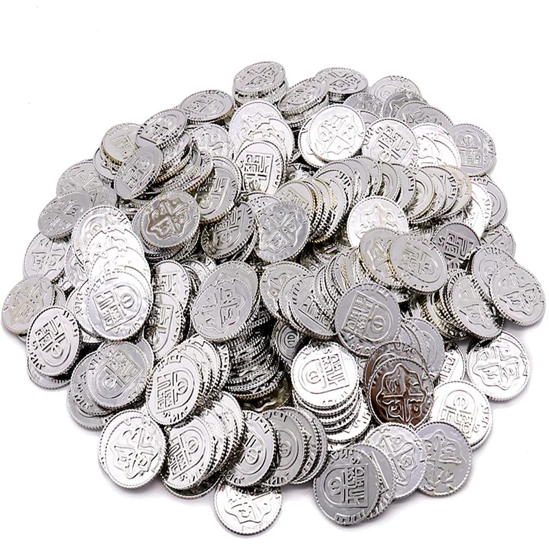 Fichas de póker de juego del tesoro pirata, fichas de póker chapadas en oro, monedas de Casino de plástico, 100 piezas, envío directo