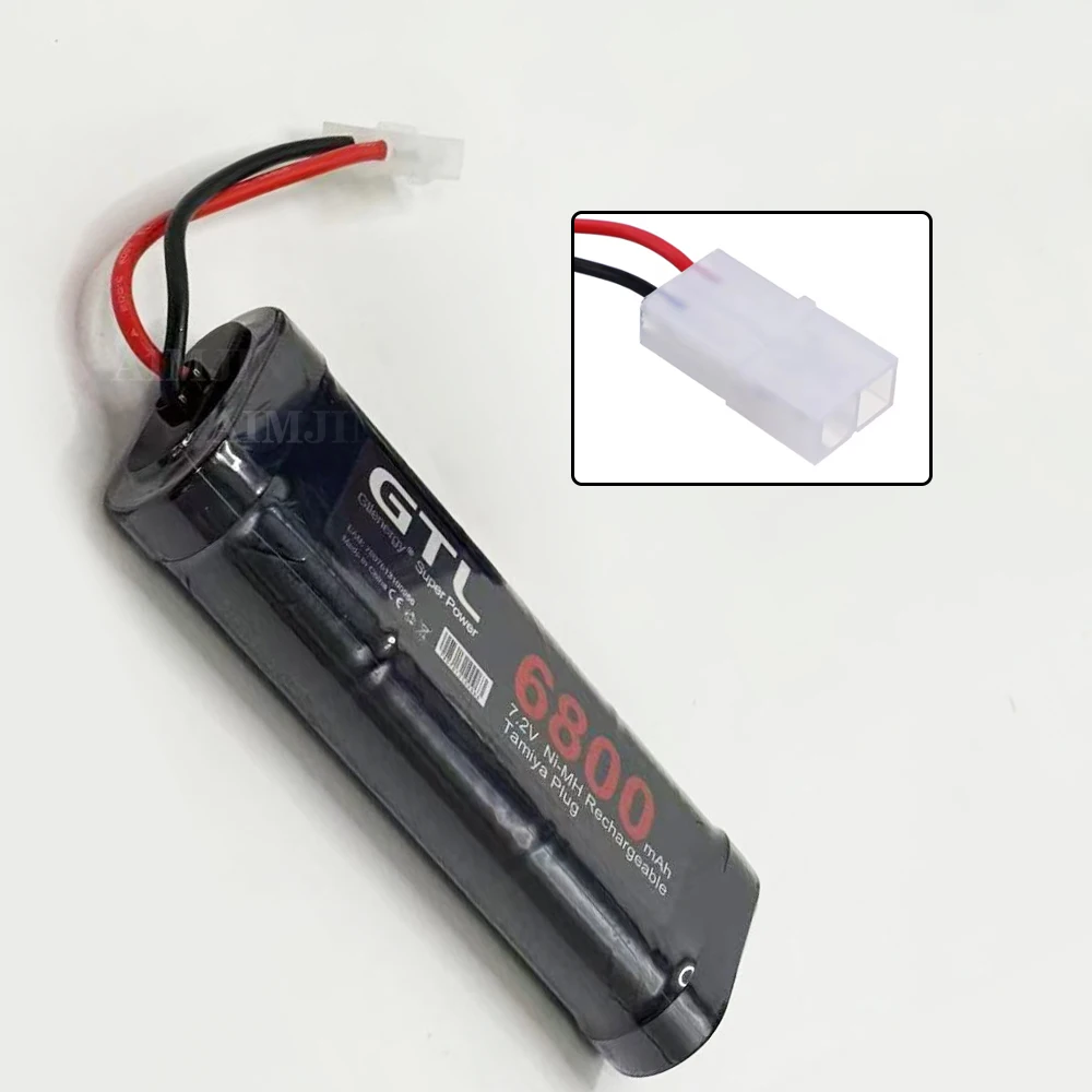 7.2V 6800mAh 고용량 니켈수소 충전식 배터리 타미야 플러그 포함 RC 자동차 트럭 보트 탱크용 - RC 차량 배터리