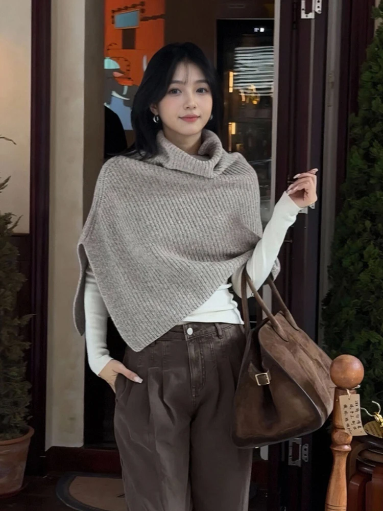 

Вязаный шарф Ele ey с высоким воротником для женщин, осенне-зимняя верхняя одежда, капюшон Ne Wrap, теплый защитный шарф