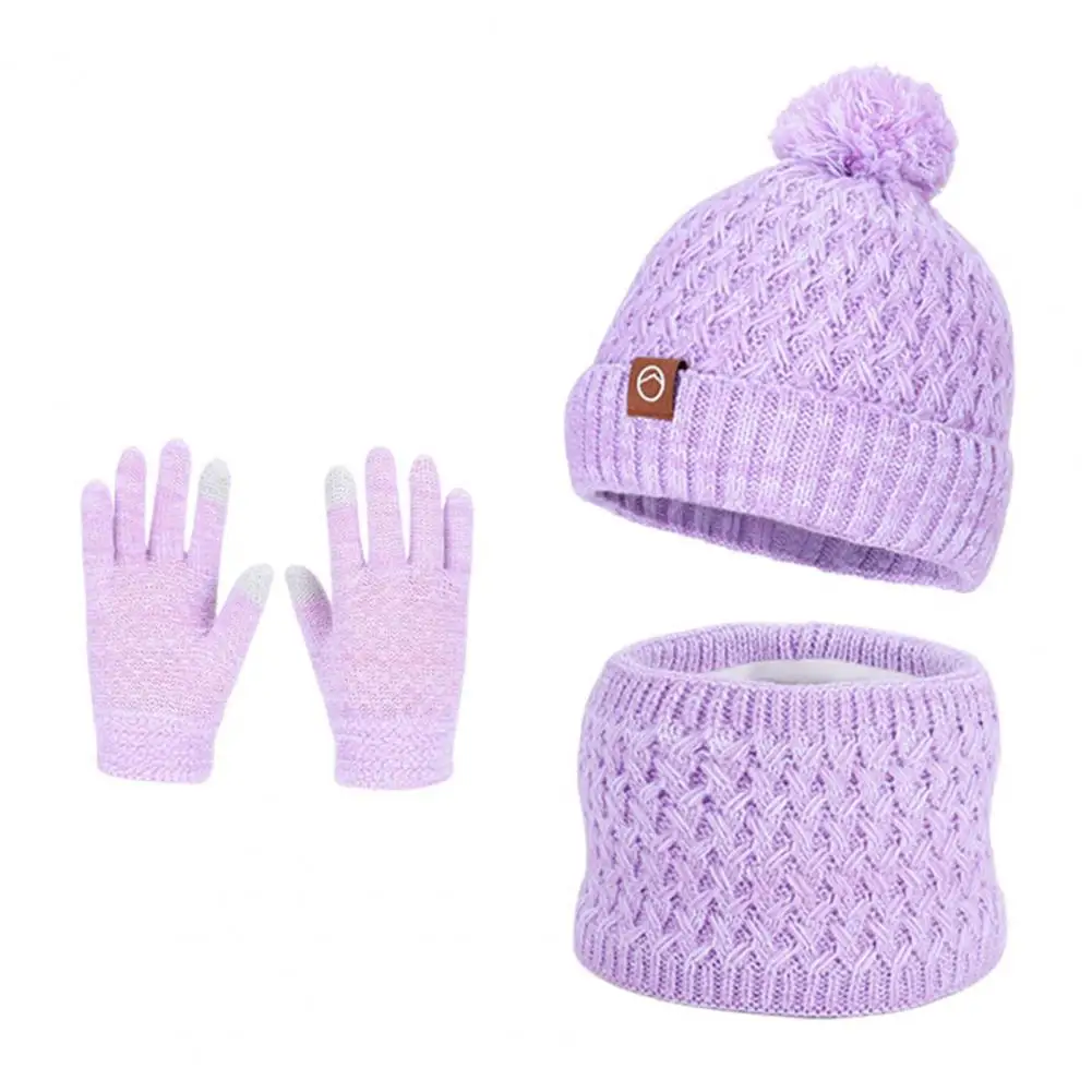 Cozy Thickened Fleece Lined Winter Wear Kids Winter Hat Scarf Gloves Set Fleece Lined Beanies Neck Warmer Mittens Warm for Boys
