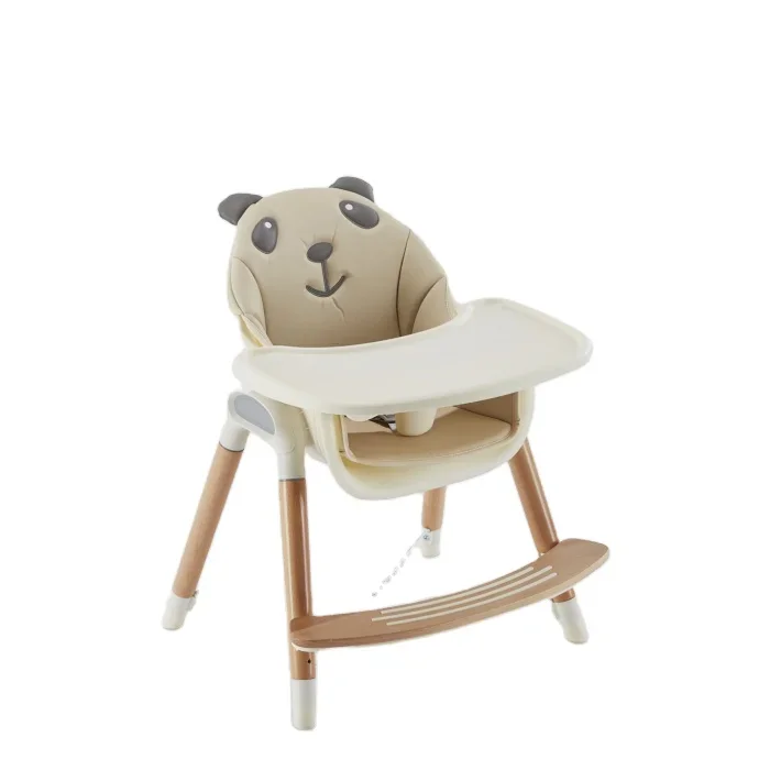 Cute Animal Stoel Solid Wood Baby Multifunction Baby High Chair with Height Adjustable