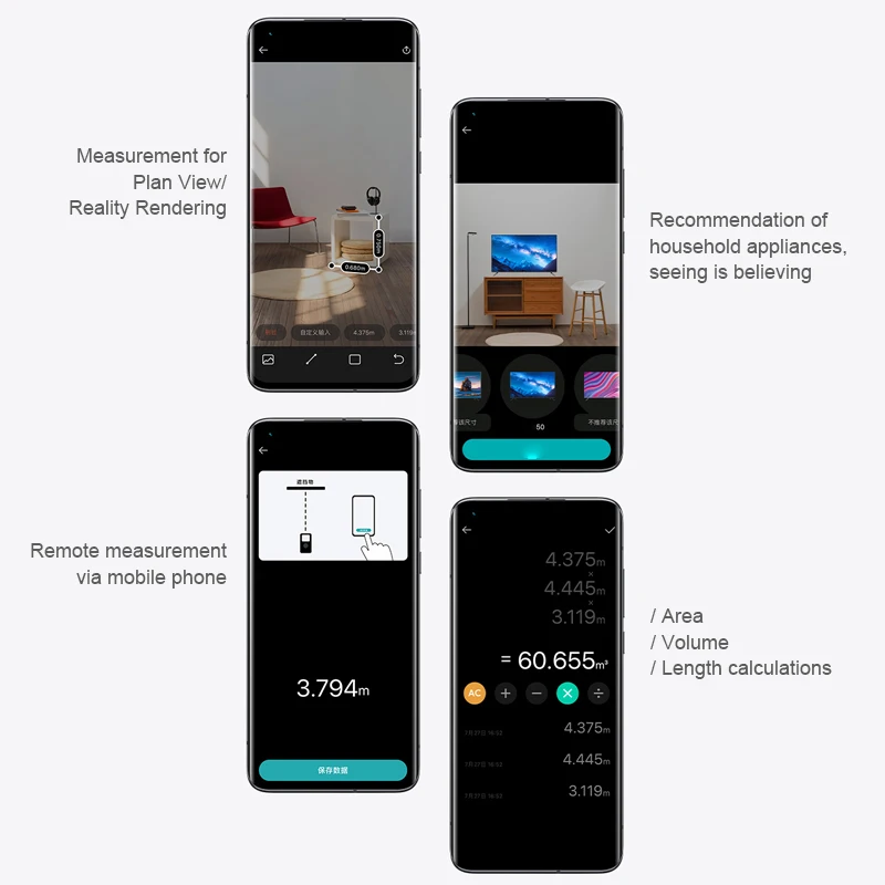 Xiaomi Mijia Smart Laser Rangefinder Real Time Distance Meter LCD Display Laser Range Finder Tape Measure Work With Mi Home APP