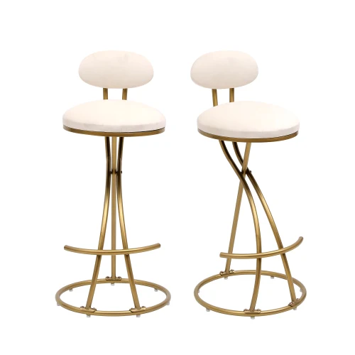 xx-Modern Round Bar Stool Armless Velvet Bar Stool 2-piece Set, Used In Kitchen Islands And Restaurants.*