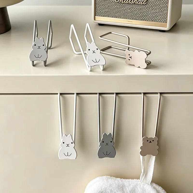 Decorative Cartoon Animal Over The Cabinet Hooks Reusable Metal Hanging Hooks For Home Space Saving Organizer