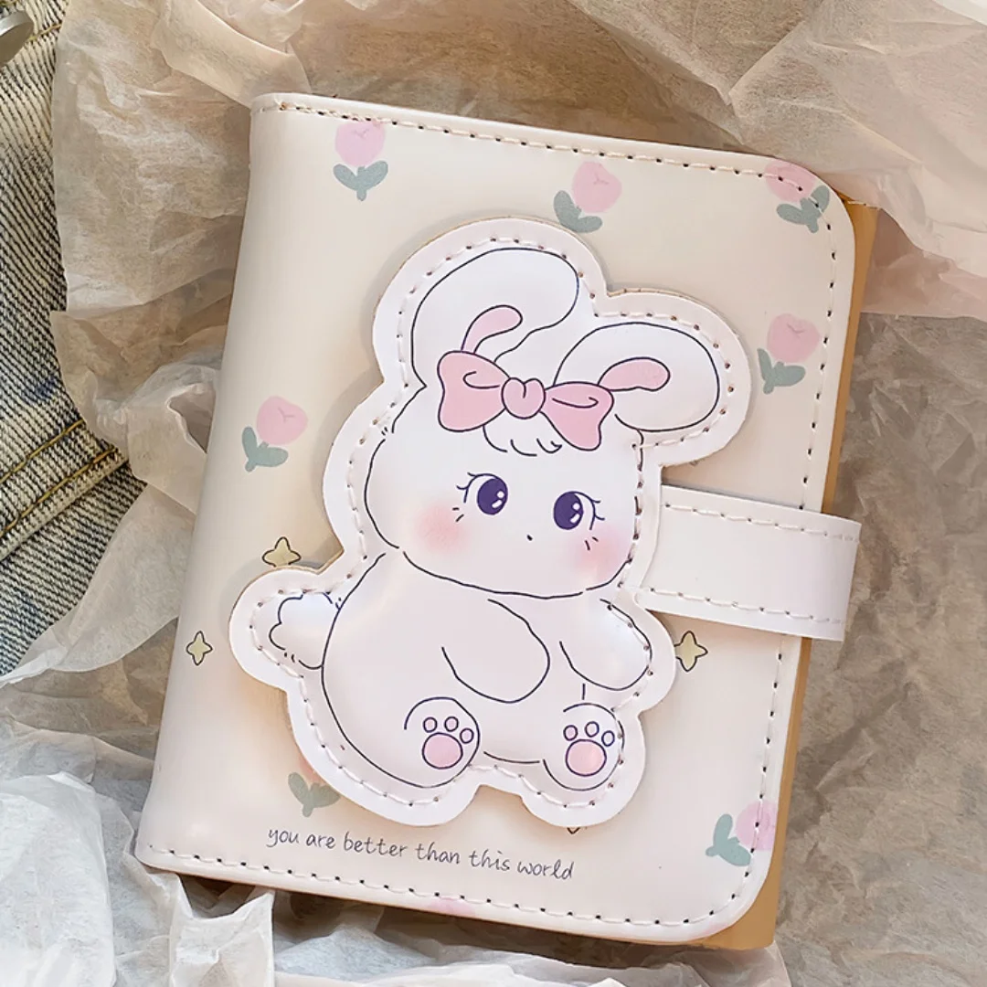 Cartoon Pu Purse Wallet Lovely Little Bear Bunny Coin Wallet Simple And Portable Three Fold Student Mini Card Bag Birthday Gift