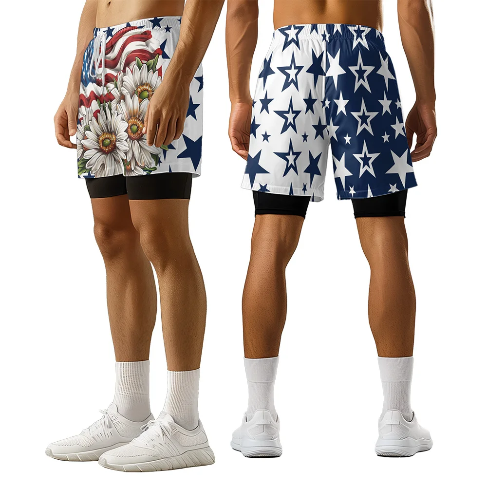 

Original design Independence Day series Summer 3D Advanced Print Casual trend Sports High Street basketball shorts men shorts