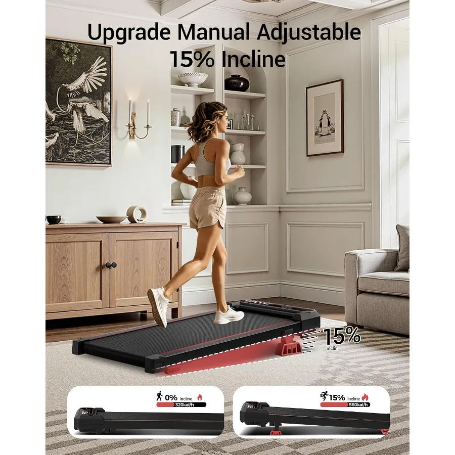 15 Incline Walking Pad with Vibration Plate for home fitness, ABS and steel construction, black, compact foldable design with q