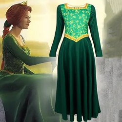 Fiona Shrek Costume Women Girls Kids Princess Fiona Cosplay Dress Sexy Printing Birthday Party Dress Halloween Carnival Clothes