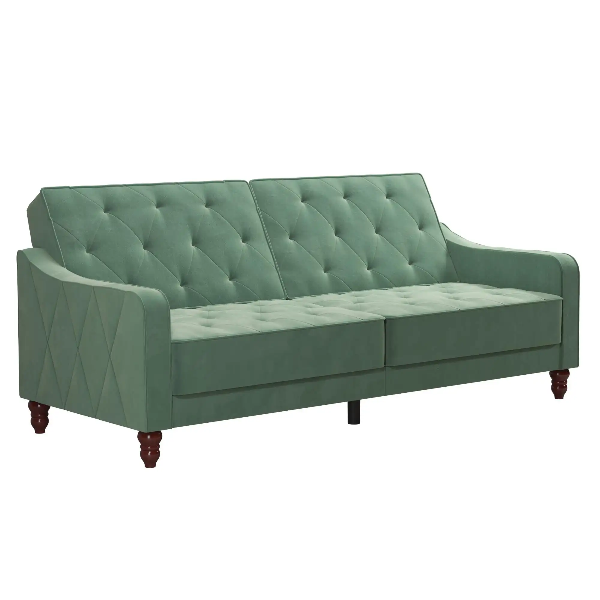 Vintage Tufted Split Back Futon Sofa, Multiple Colors Velvet