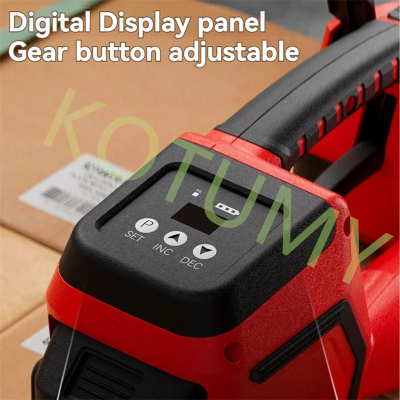 Neue tragbare elektrische Ballenpresse, elektrische Umreifungsmaschine für 10–12 mm PET/PP-Heißschmelzballenpresse mit tragbaren Verpackungswerkzeugen