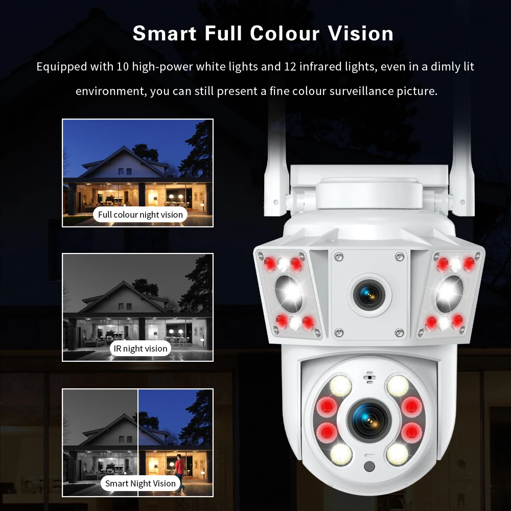 3 MP kabellose Überwachungskamera für den Innen- und Außenbereich, Fernglas mit mehreren Linsen, Zwei-Wege-Gegensprechanlage, Nachtsicht-Fernbedienung, Babyphone