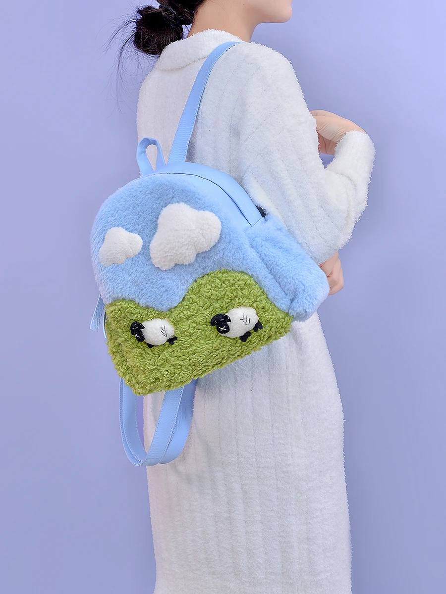 

Deartea Cute Sheep Plush Large Capacity Women's Backpack Versatile Cartoon Bookbag for College Students Vacation Style