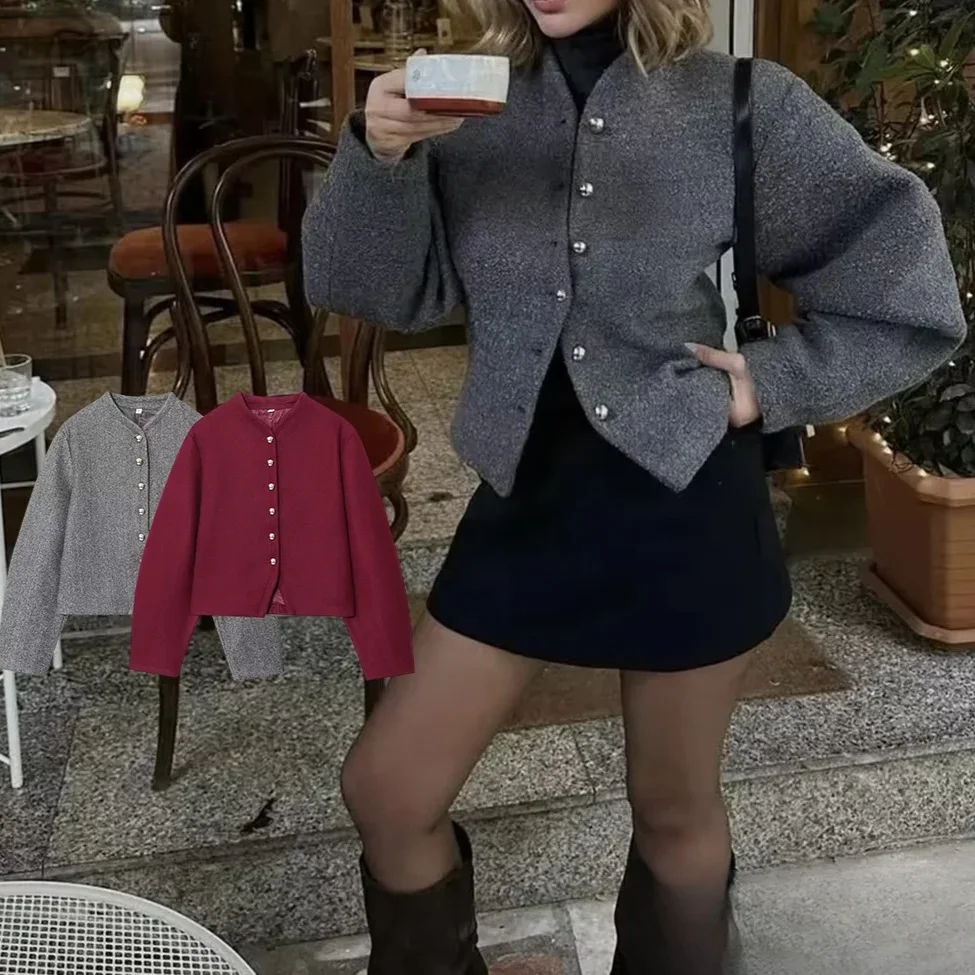 

KONDALA Women High Street Chic Jacket Solid Button Long Sleeve Jacket Coat New 2025 Autumn Fashion Casual Holiday Mujer Jacket