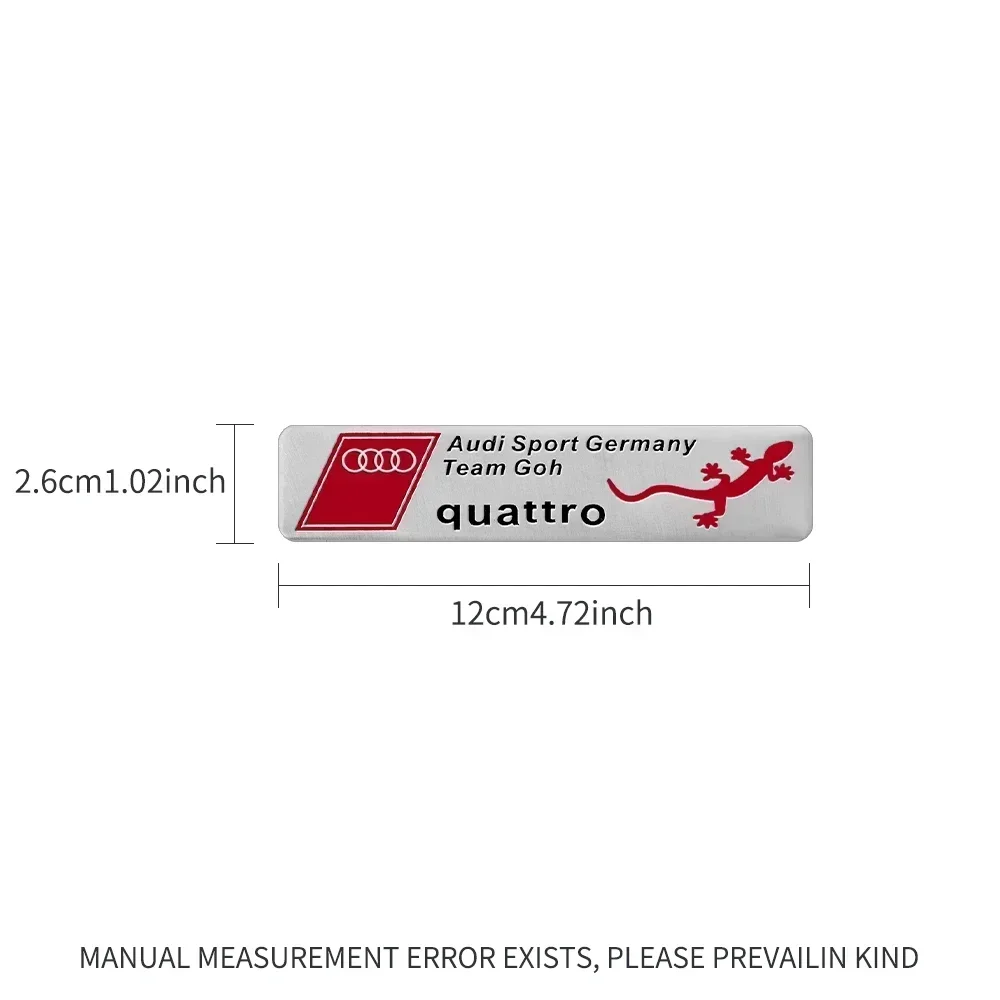 1/2pcs 3D Aluminum Car Styling Body Rear Trunk Emblem Decoration Sticker For AUDI Sport Germeny QUATTRO Badge Refit Accessories