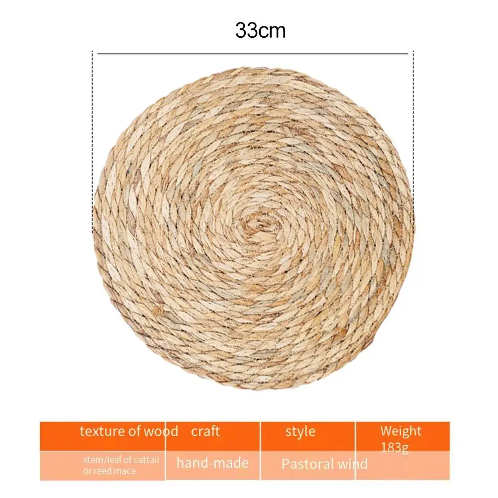 

Bohemian Decor Thermal Insulation Mats Natural Woven Grass Rustic Table Setting Summer Outdoor Gatherings Sustainable Material