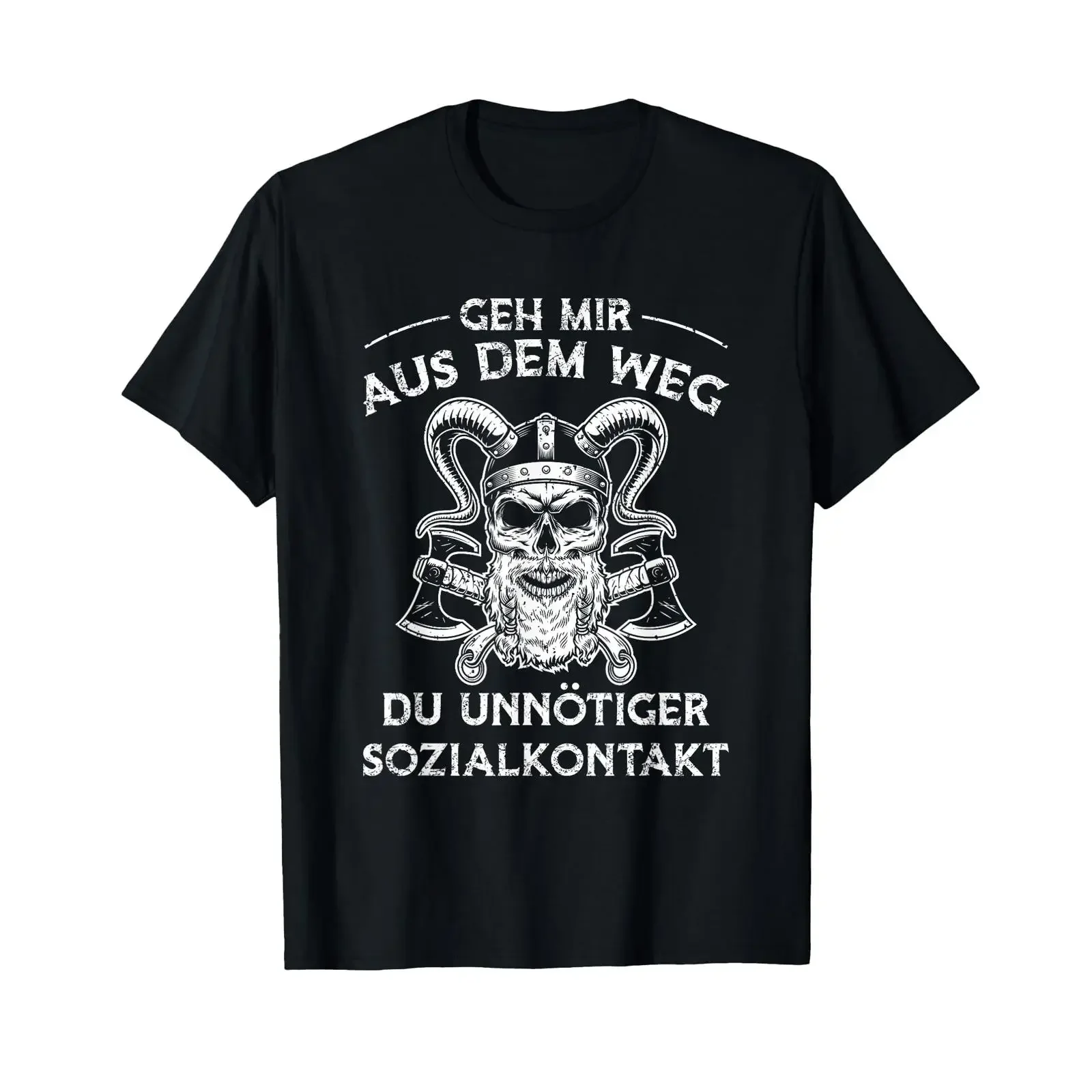 Men's Geh Mir aus Dem Weg Du Unnecessary Social Contact Viking T Shirt vintage Washed streetwear Comfortable graphic Versatile