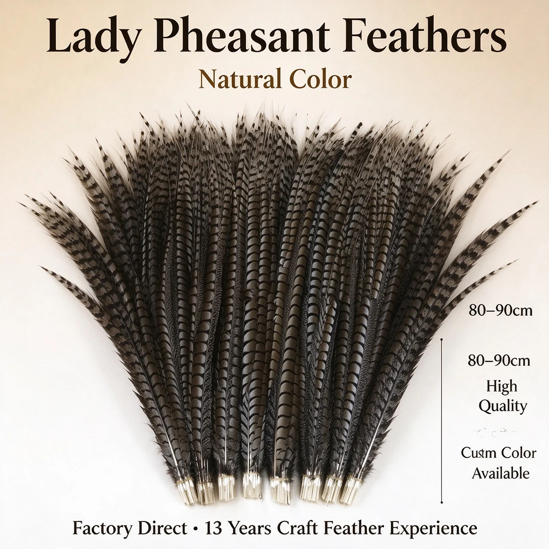 ZPDECOR Lady Pheasant Feathers 80-90cm 32-36 Inch Long for DIY Crafts Home Decor Feathers