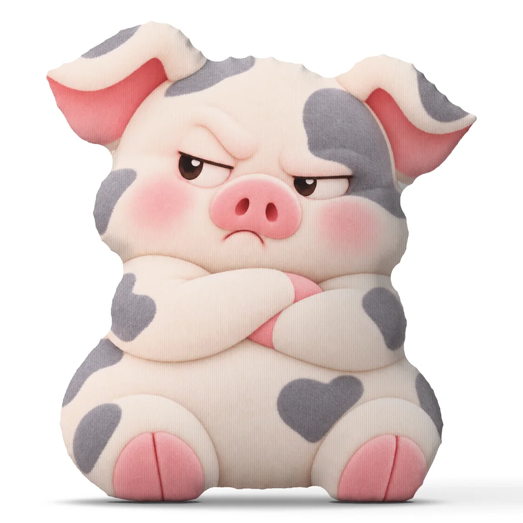 Grumpy Chubby Pig Shaped Pillow Cute Stuffed Pig Cushion for Sofa Cartoon Animal Throw Pillow Home Decor Pouting Gift Idea