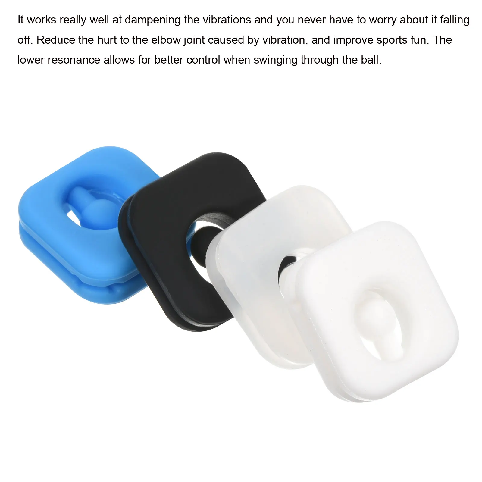 ตัวลดแรงสั่นสะเทือนสำหรับไม้เทนนิส รูปทรงสี่เหลี่ยม ทำจากซิลิโคน จำนวน 2/4 ชิ้น ช่วยลดแรงสั่นสะเทือนสำหรับสายเอ็นไม้เทนนิส