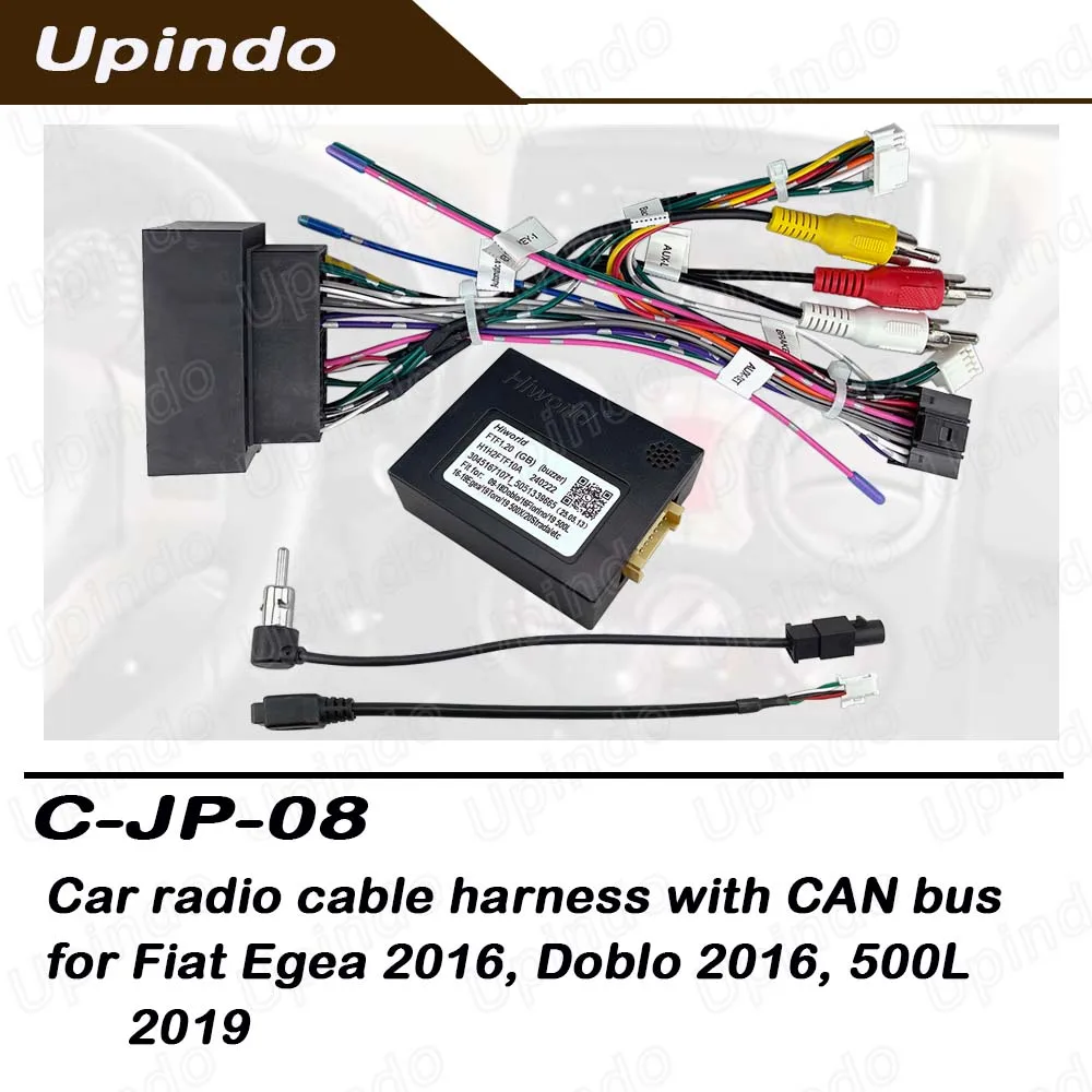 Car Radio 16 Pin Power Wiring Harness With CAN-bus Adapter Cable Connector For Fiat Doblo Egea 500L Android Stereo Head Unit