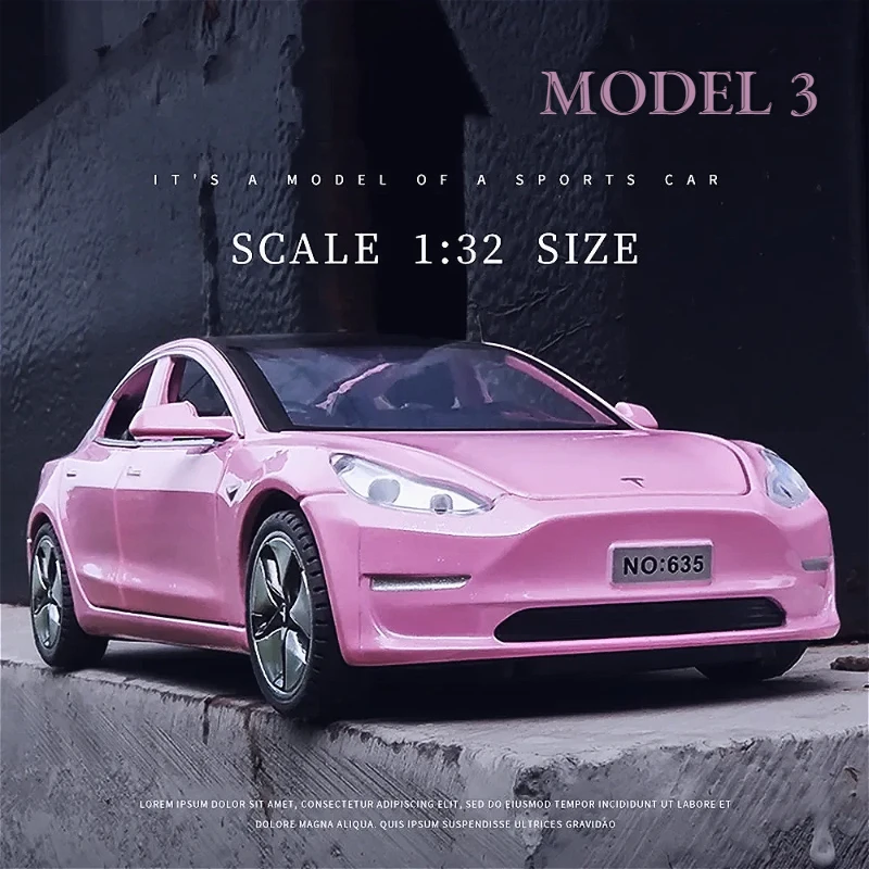 New 1:32 MODEL 3 Alloy Car Model Diecasts Toy Vehicles Toy Cars For Children Gifts Boy Toy Sound Light Pull Back