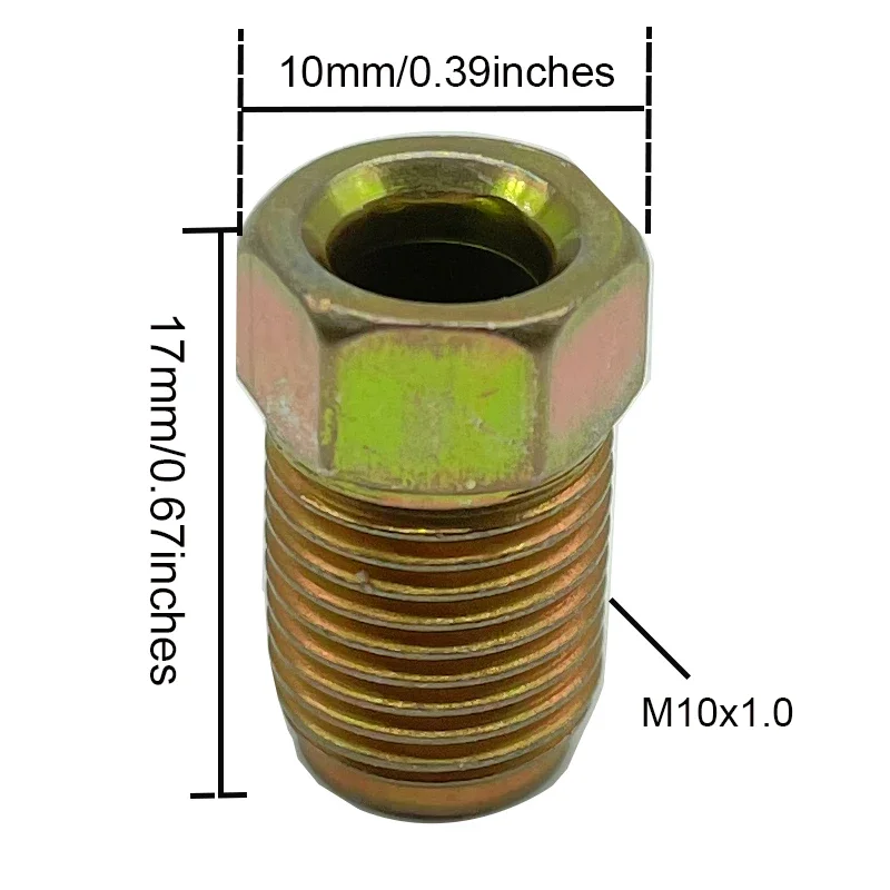 10/20/50X 10mm x 1mm macho corto tubo  freno  coche tornillos tuercas pernos para 3/16 
