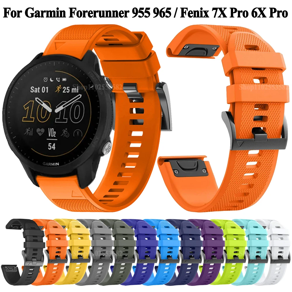 For Garmin Forerunner 965 955 945 935 Watch Strap Band Bracelet For Fenix 7X 6X Pro 5X Plus Watch Replacement Silicone Wristband