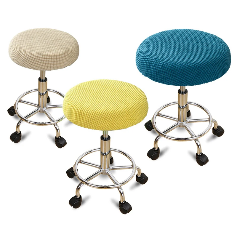 

Round Elastic Bar Stool Covers Round Chair Cover Anti-Dirty Seat Covers Home Chair Protector Barstool Stretch Chair Slipcover