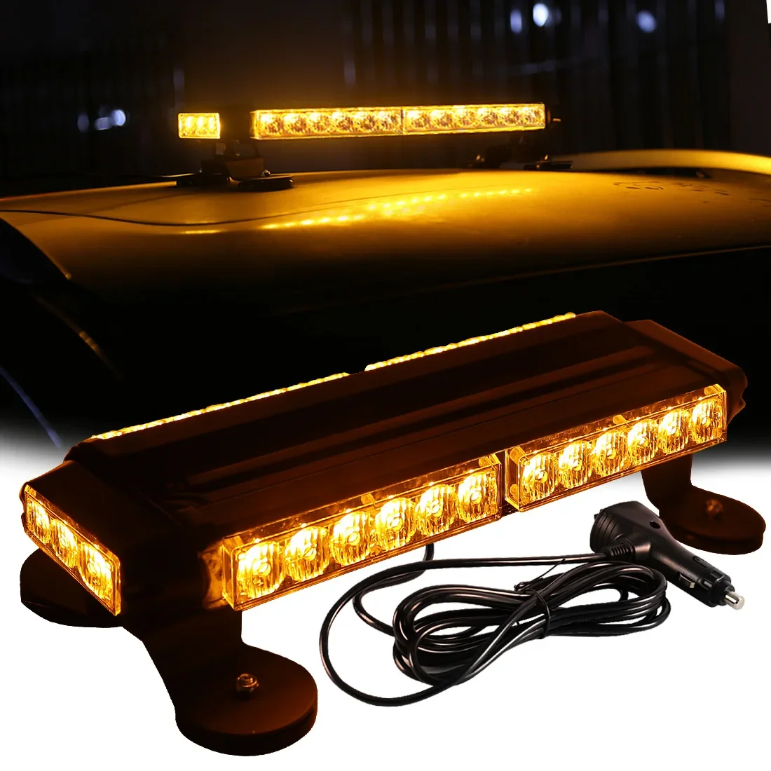 30 LED Flashing Police Lamp Bar Car Strobe Warning Light Auto Emergency Flasher For Vehicle Truck Motorcycle Roof Waterproof 12V