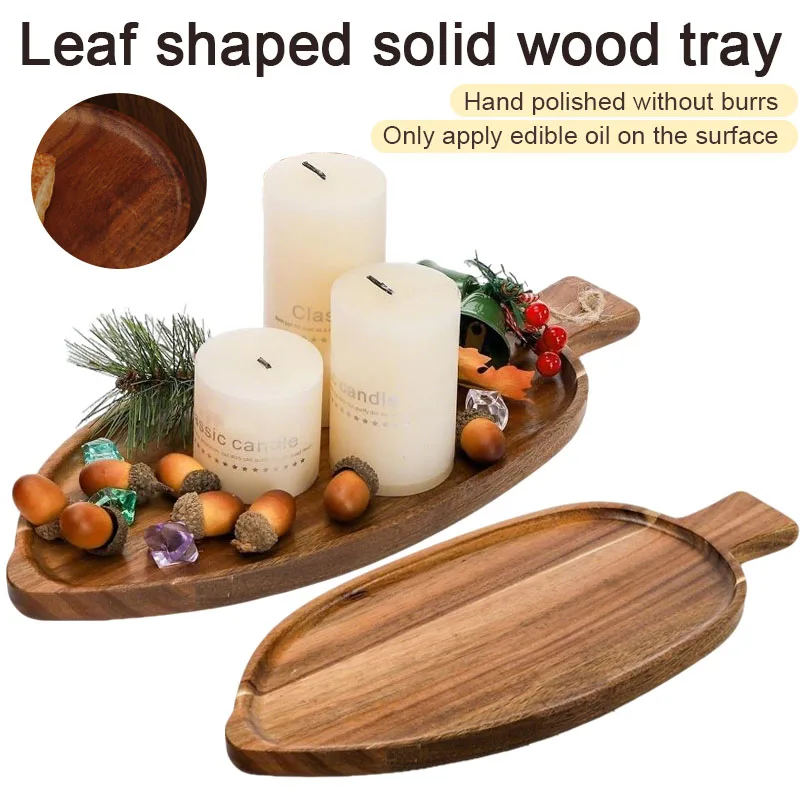 Creative Wooden Leaf Plate for Sushi Steak Barbecue Western Food Heat Insulation Pad Art Tray