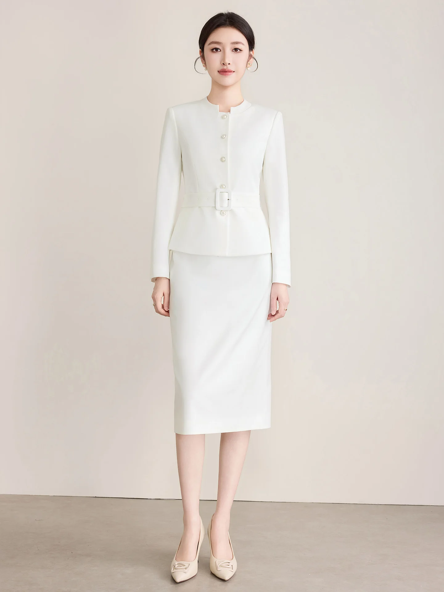 

Ele White Suit Skirt Set Women's Commute Workwear Two-Piece Suite Spring New Arrival Ladylike Sle Profional Outfit