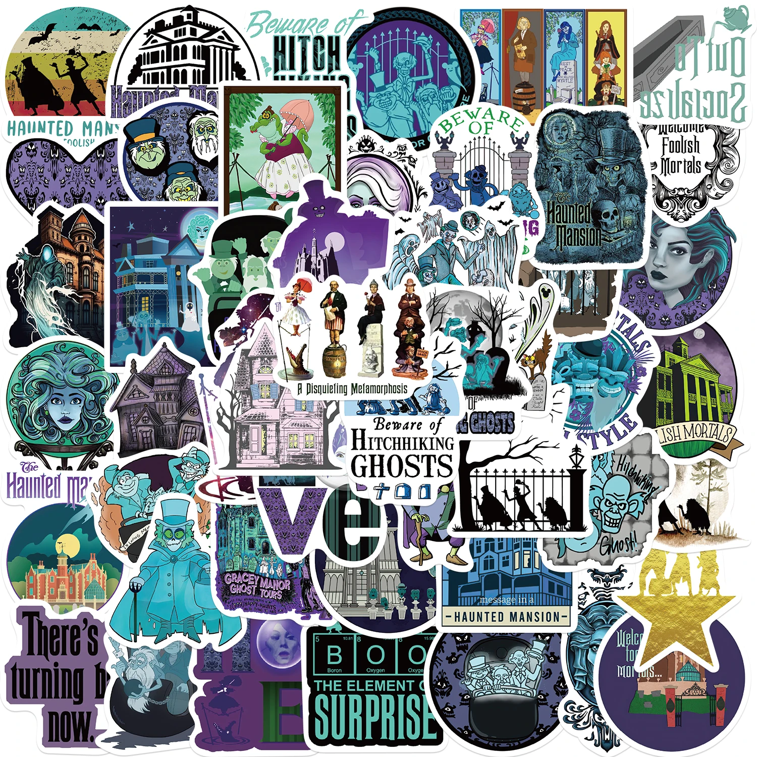 50 sztuk nawiedzony особняк naklejki do scrapbookingu DIY pamiętnik Laptop bagaż deskorolka Graffiti naklejka zabawa stylowe klasyczne zabawki