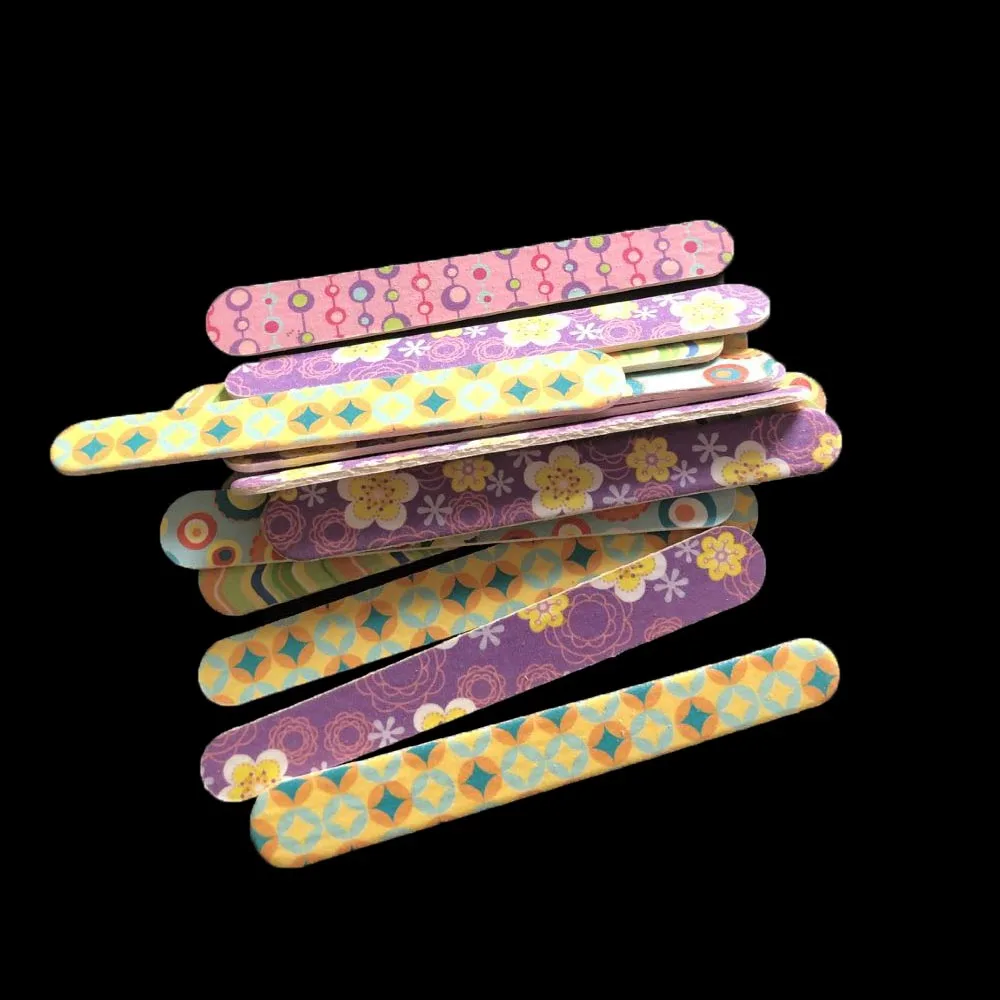 200 pcs  mix colour wood nail file mini cute nail file nail manicure tool nail art file baby nail file