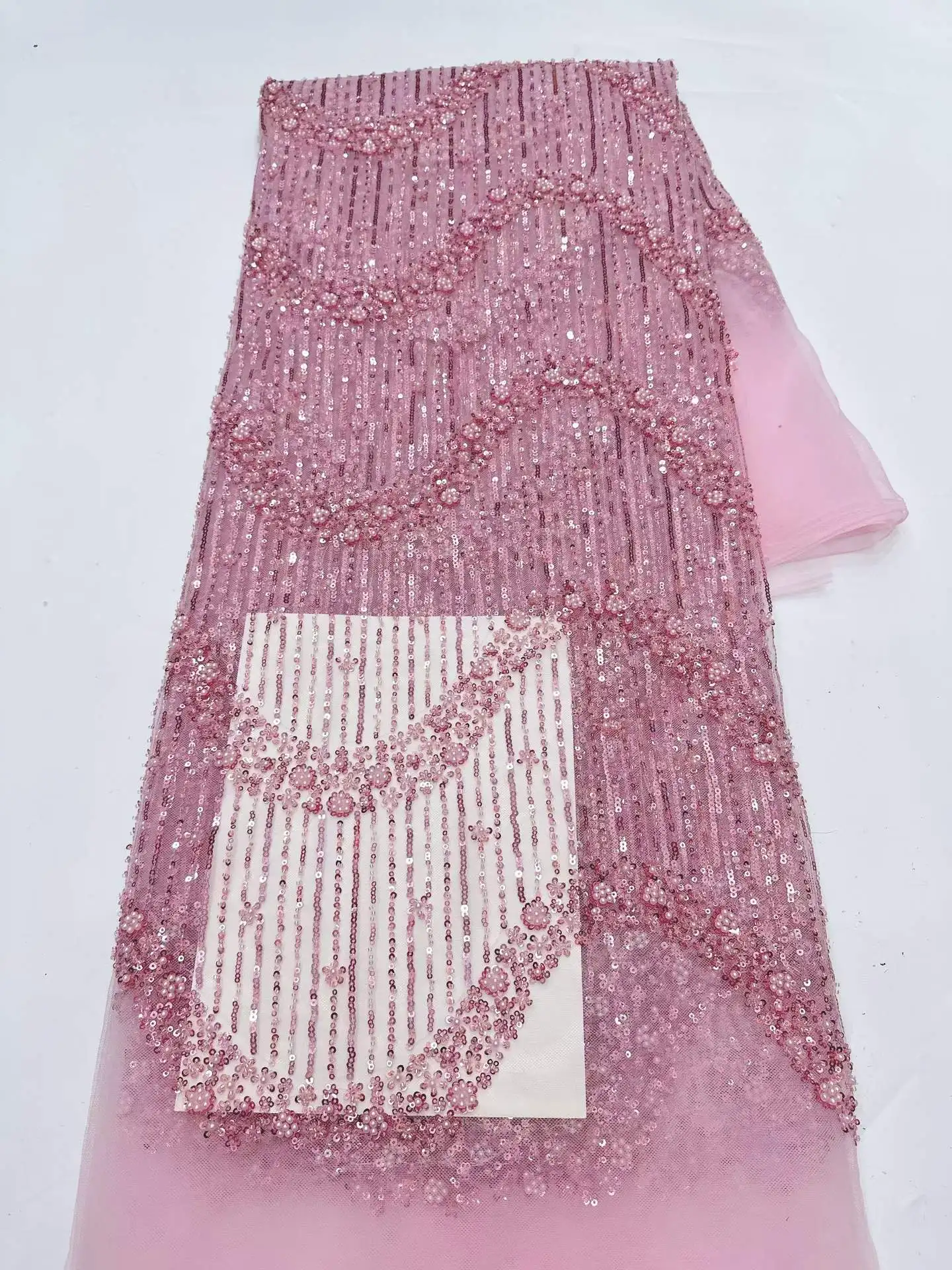 

2026 Gold African Tulle Lace Fabric French Net Sequins Fabric Sewing Embroidery With Beads Lace Tulle Mesh Nigeria Dress 5 Yards