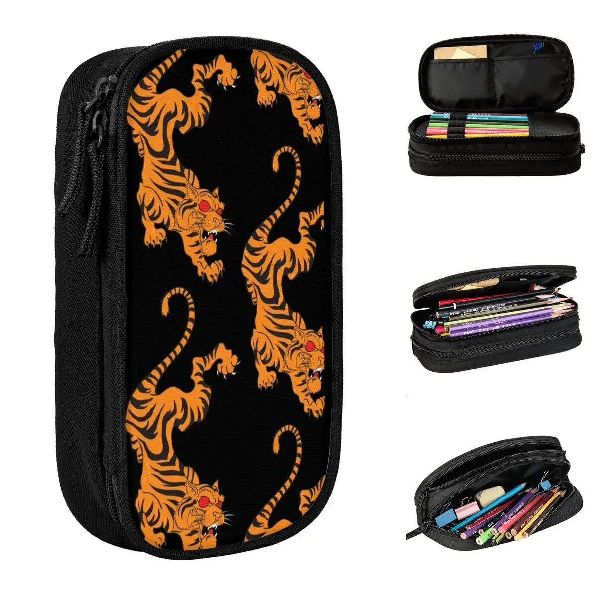 

Lovely Tiger Design Pencil Cases Jungle Predator Pencil Box Pen for Student Large Storage Bags Students School Zipper Stationery