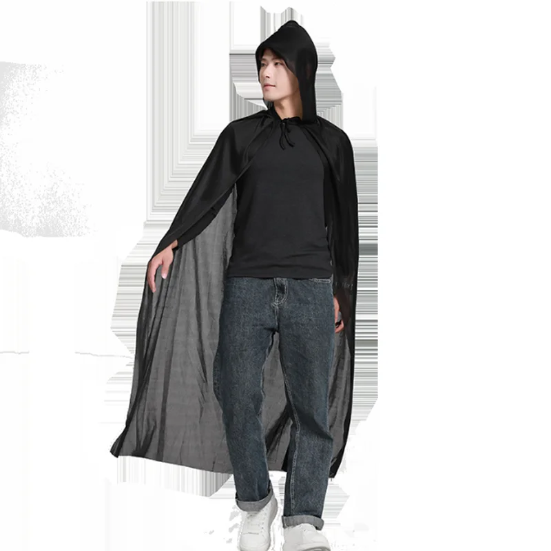 1PC Halloween Costume Grim Reaper Cape Black Hooded