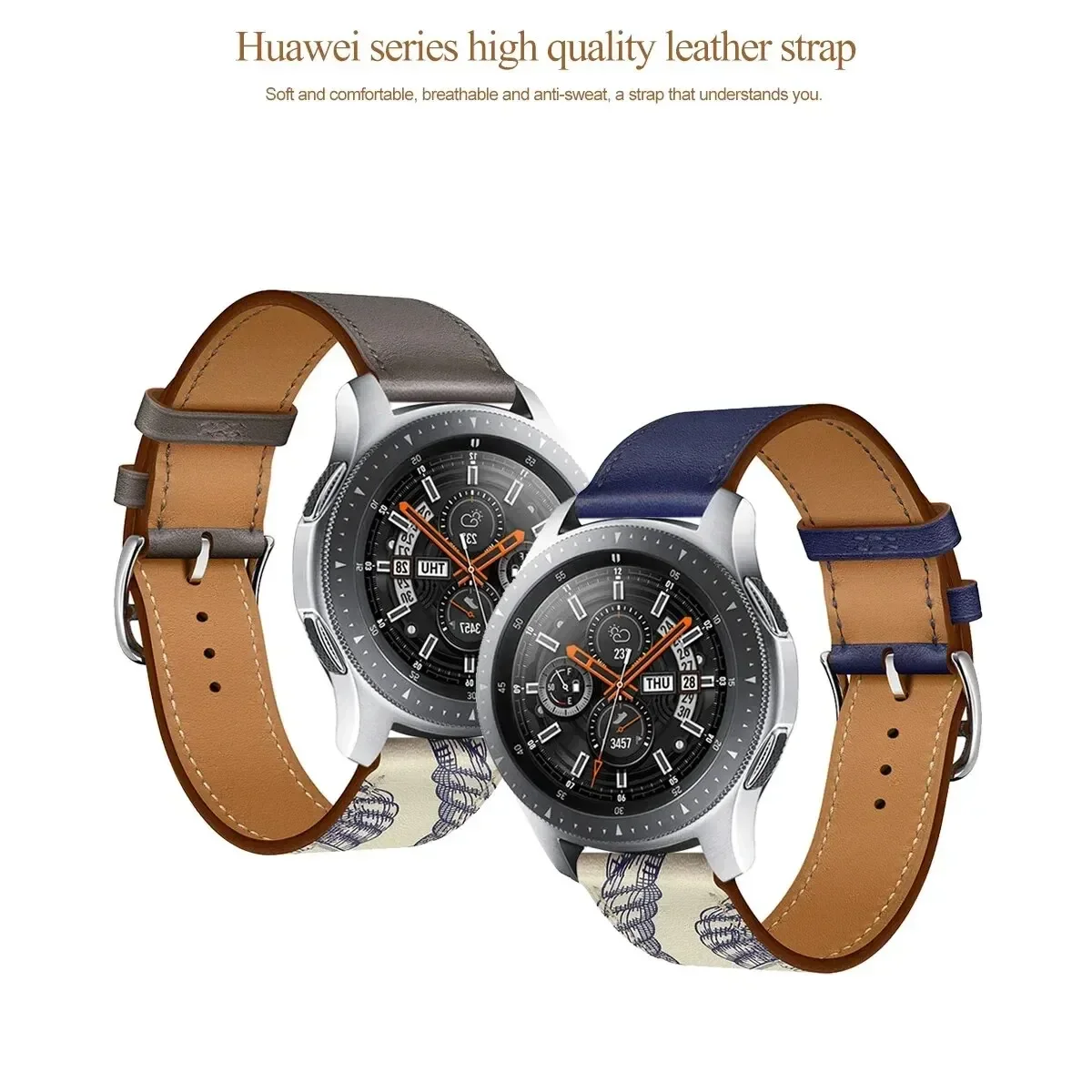 20mm 22mm Leather Band for Samsung Galaxy Watch 4 Classic/5 Pro Active 2/3/46mm Bracelet Huawei GT/2/3 Pro Galaxy Watch 4 Strap